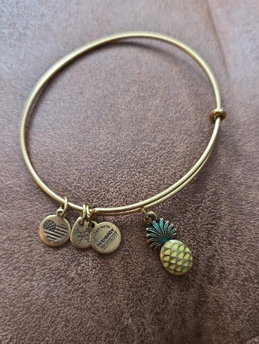 Alex And Ani Gold Pineapple Charm Bangle Bracelet - Women Jewelry